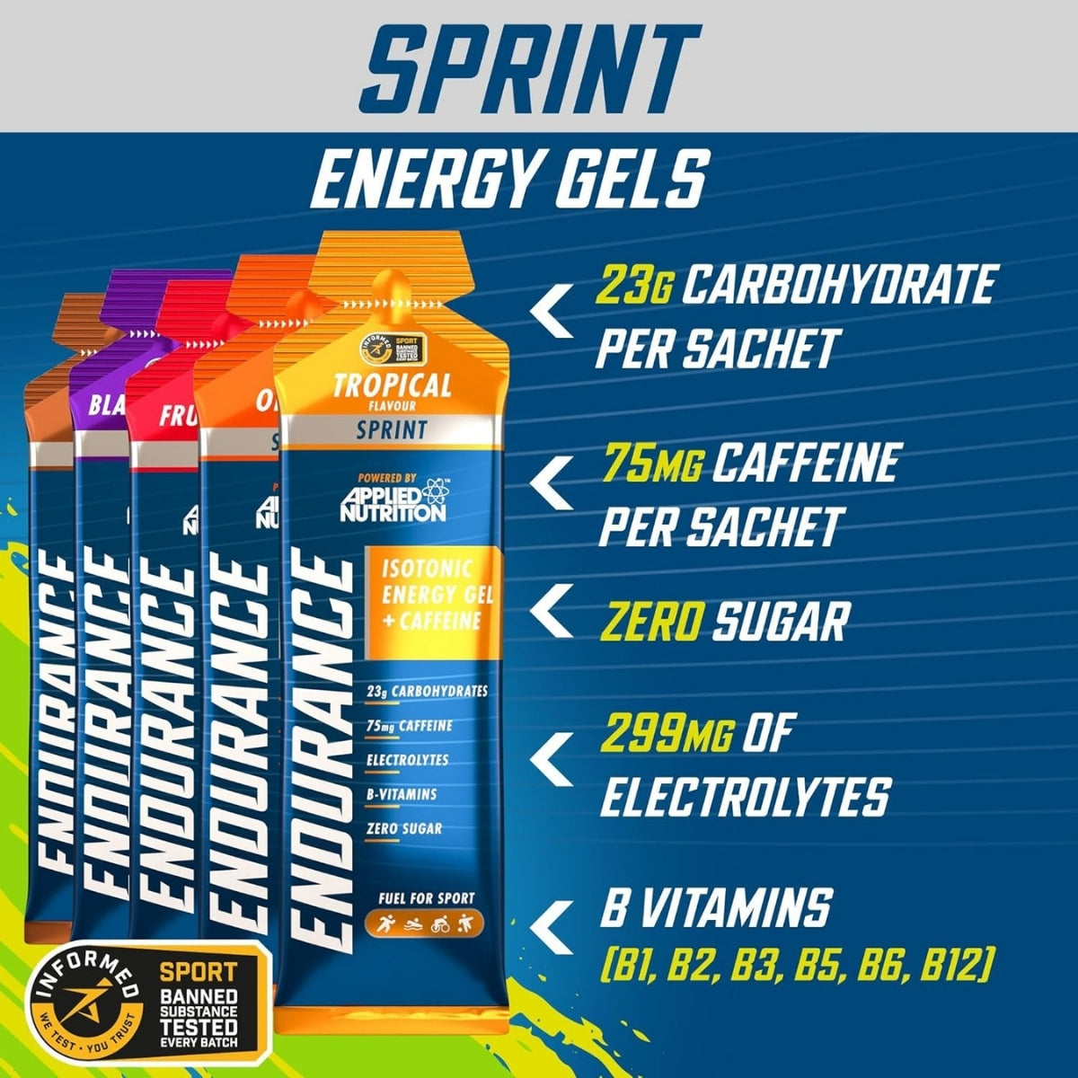Applied Nutrition, Sprint Isotonic Energy Gel, Endurance Energy Gel for Running Cycling, Various Flavor, 20pcs - Ultimate Sup Singapore