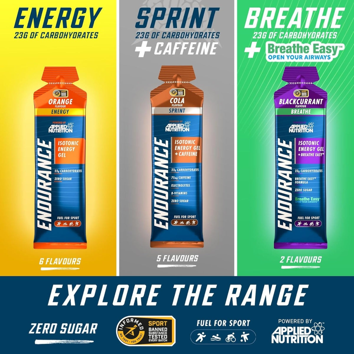 Applied Nutrition, Sprint Isotonic Energy Gel, Endurance Energy Gel for Running Cycling, Various Flavor, 20pcs - Ultimate Sup Singapore