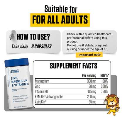 Applied Nutrition, ZMA, Sleep & Muscle Recovery Support, 90 Capsules (30 Servings) - Ultimate Sup Singapore