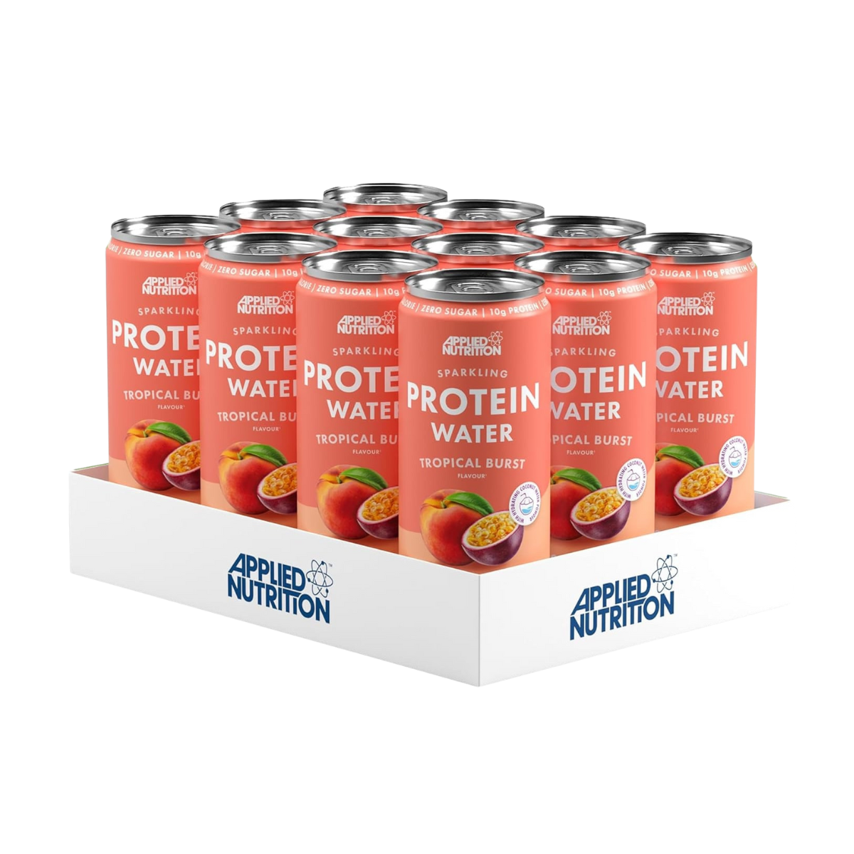Applied Nutrition, Sparkling Protein Water, Hydrating Coconut Drink + Electrolytes with vitamin C, 3-12cans