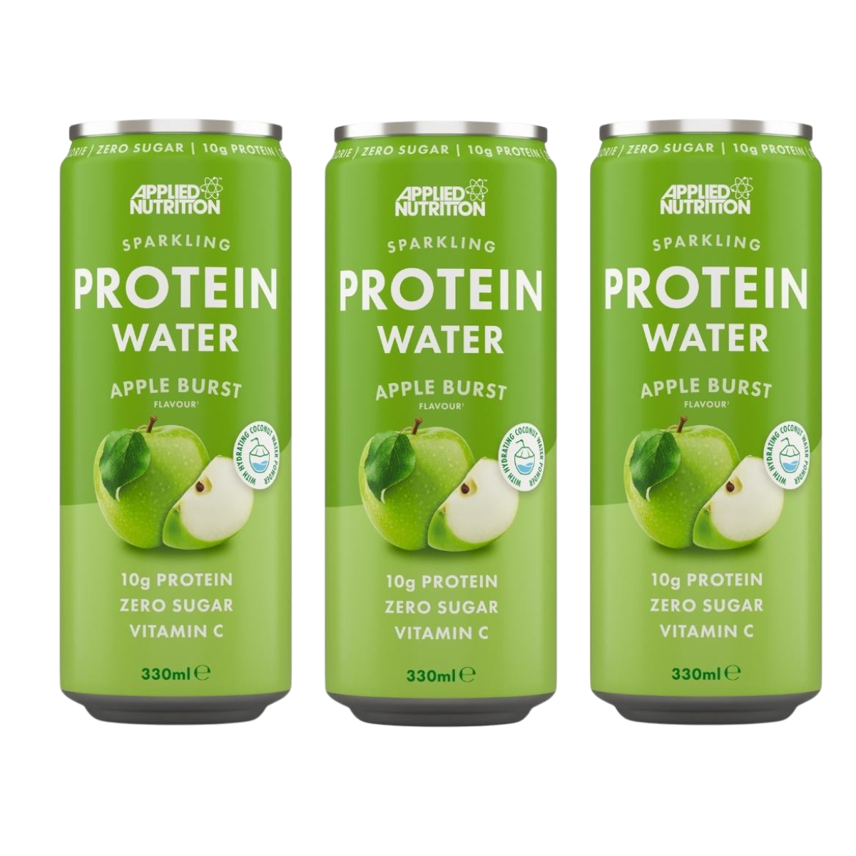 Applied Nutrition, Sparkling Protein Water, Hydrating Coconut Drink + Electrolytes with vitamin C, 3-12cans