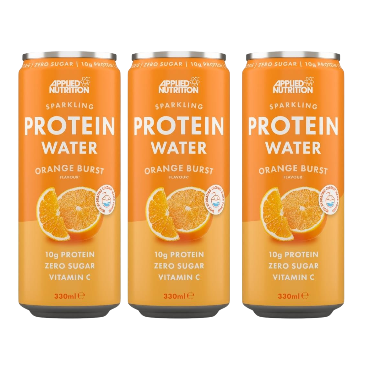 Applied Nutrition, Sparkling Protein Water, Hydrating Coconut Drink + Electrolytes with vitamin C, 3-12cans