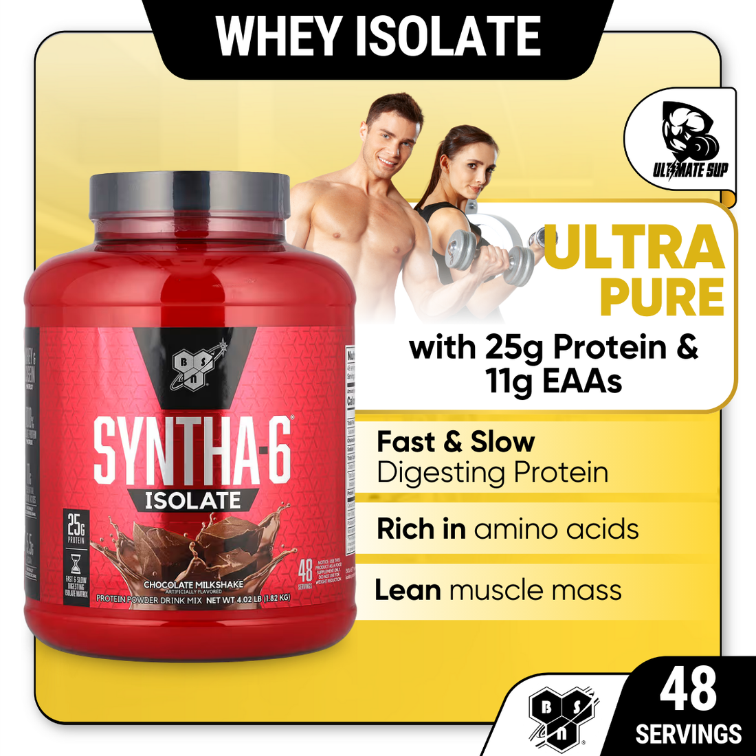 BSN, Syntha 6, Whey Protein Isolate 4lbs - Ultimate Sup Singapore