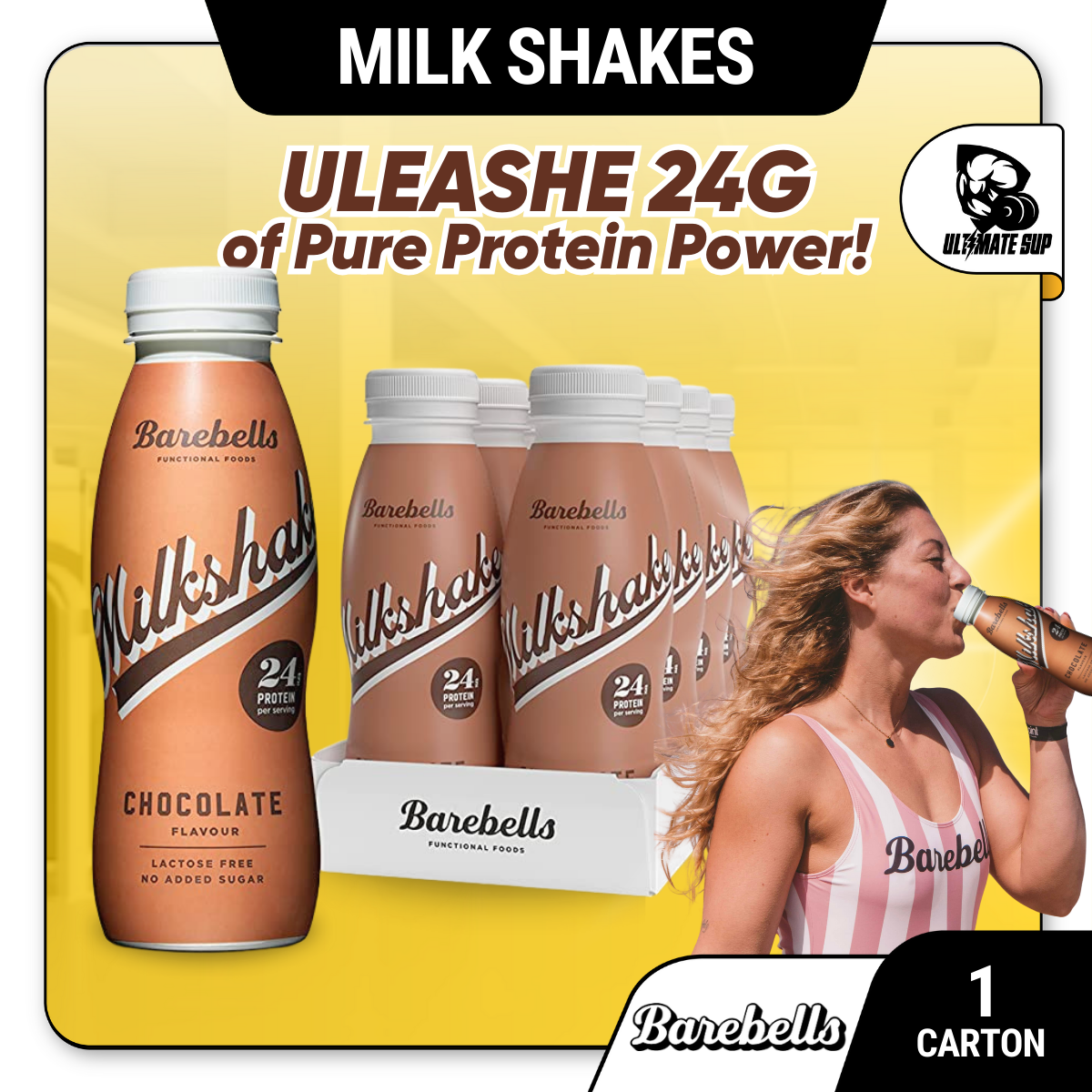 Barebells, MilkShake, Protein Shakes, 8 bottles/box - Ultimate Sup Singapore