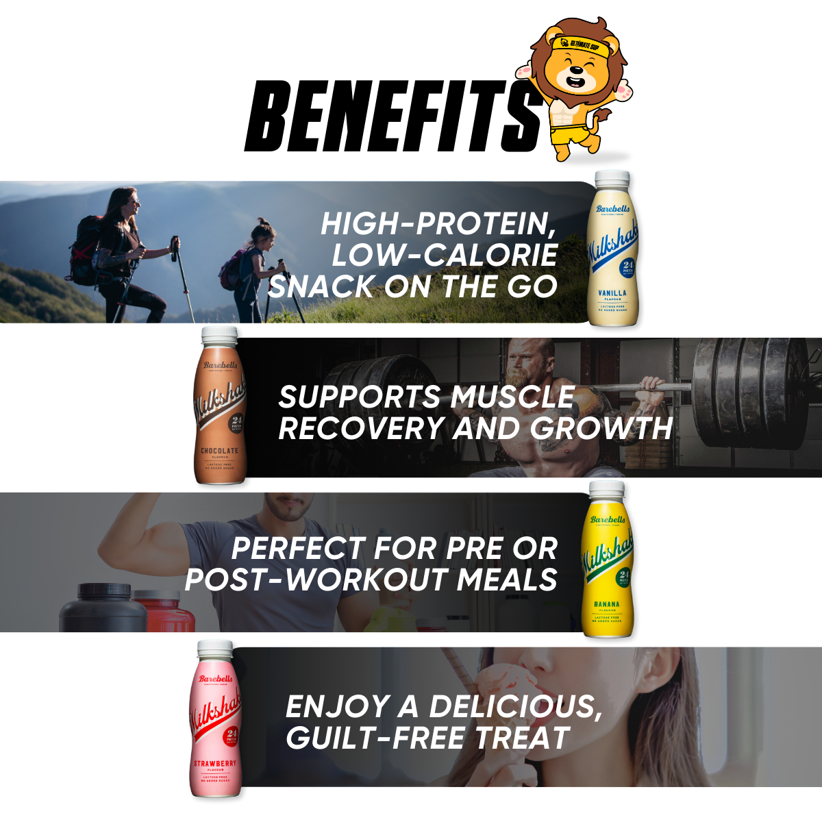 Barebells, MilkShake, Protein Shakes, 8 bottles/box - Ultimate Sup Singapore
