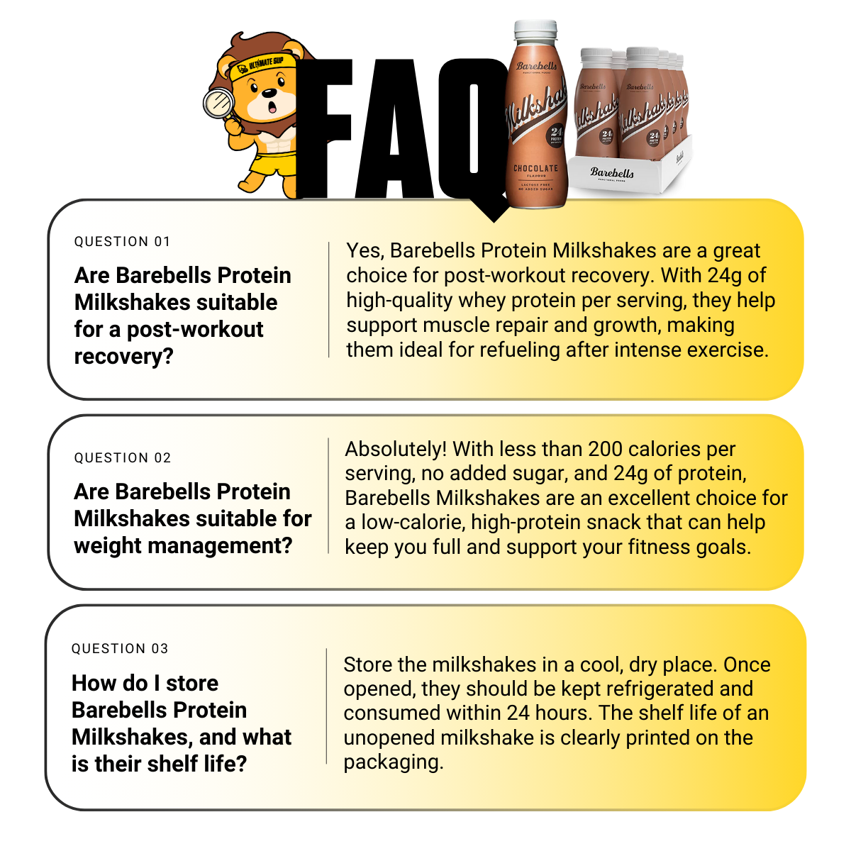 Barebells, MilkShake, Protein Shakes, 8 bottles/box - Ultimate Sup Singapore