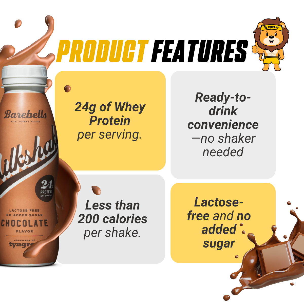 Barebells, MilkShake, Protein Shakes, 8 bottles/box - Ultimate Sup Singapore