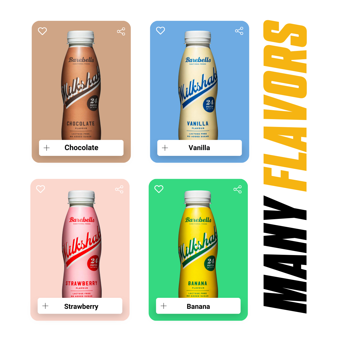 Barebells, MilkShake, Protein Shakes, 8 bottles/box - Ultimate Sup Singapore