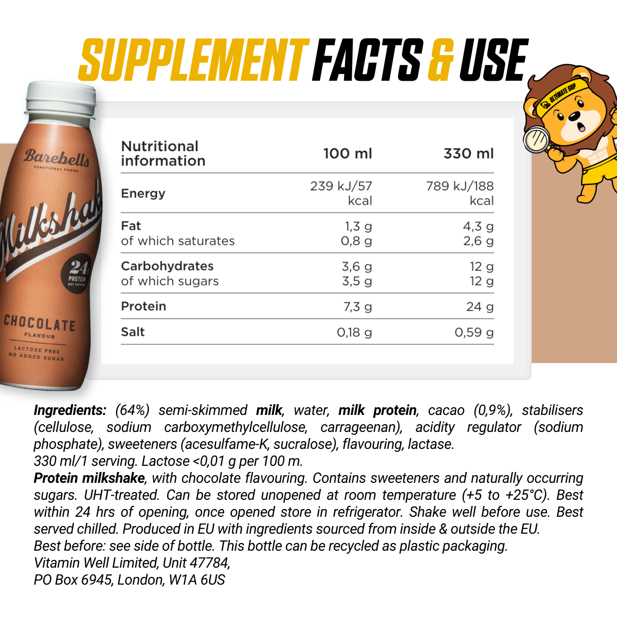 Barebells, MilkShake, Protein Shakes, 8 bottles/box - Ultimate Sup Singapore