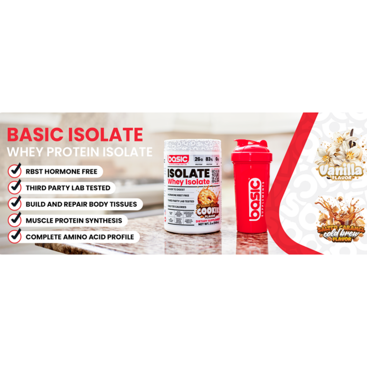 Basic Supplements, Basic Whey Isolate, High Provon Whey Isolate, Clean Whey, Fast Absorption for Muscle Building, 73ser - Ultimate Sup Singapore