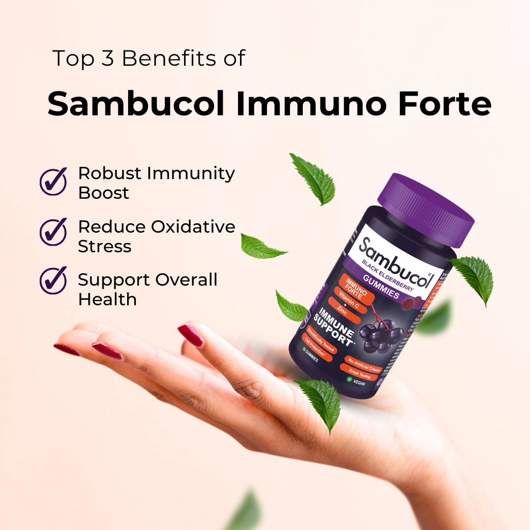 Sambucol Immuno Forte, PLUS Vitamin C + Zinc, Support Immune, 30 Gummies - Ultimate Sup Singapore