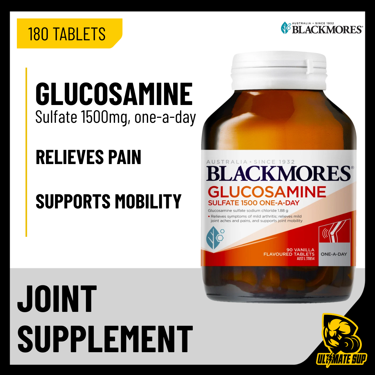 Blackmore, Glucosamine Sulfate, Joint supplement, 1500mg 180 tablets - Ultimate Sup Singapore