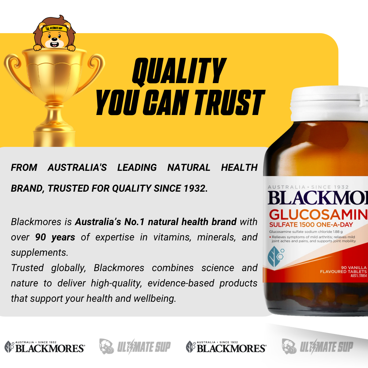 Blackmore, Glucosamine Sulfate, Joint supplement, 1500mg 180 tablets - Ultimate Sup Singapore