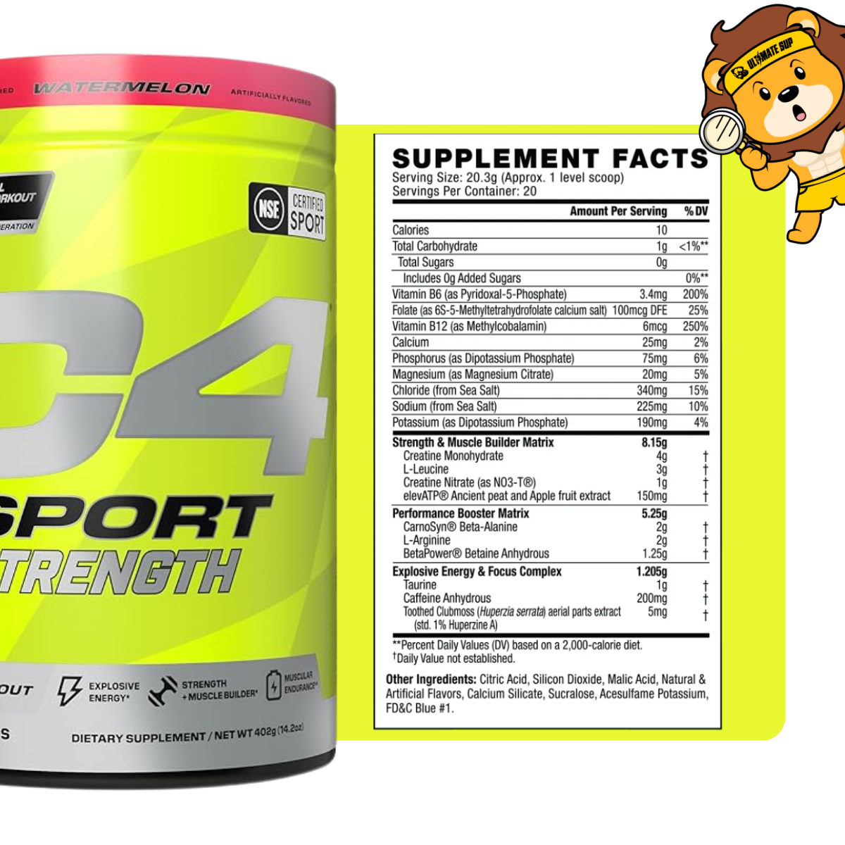 C4, Sport Strength Pre Workout Powder, 20sers - Ultimate Sup Singapore