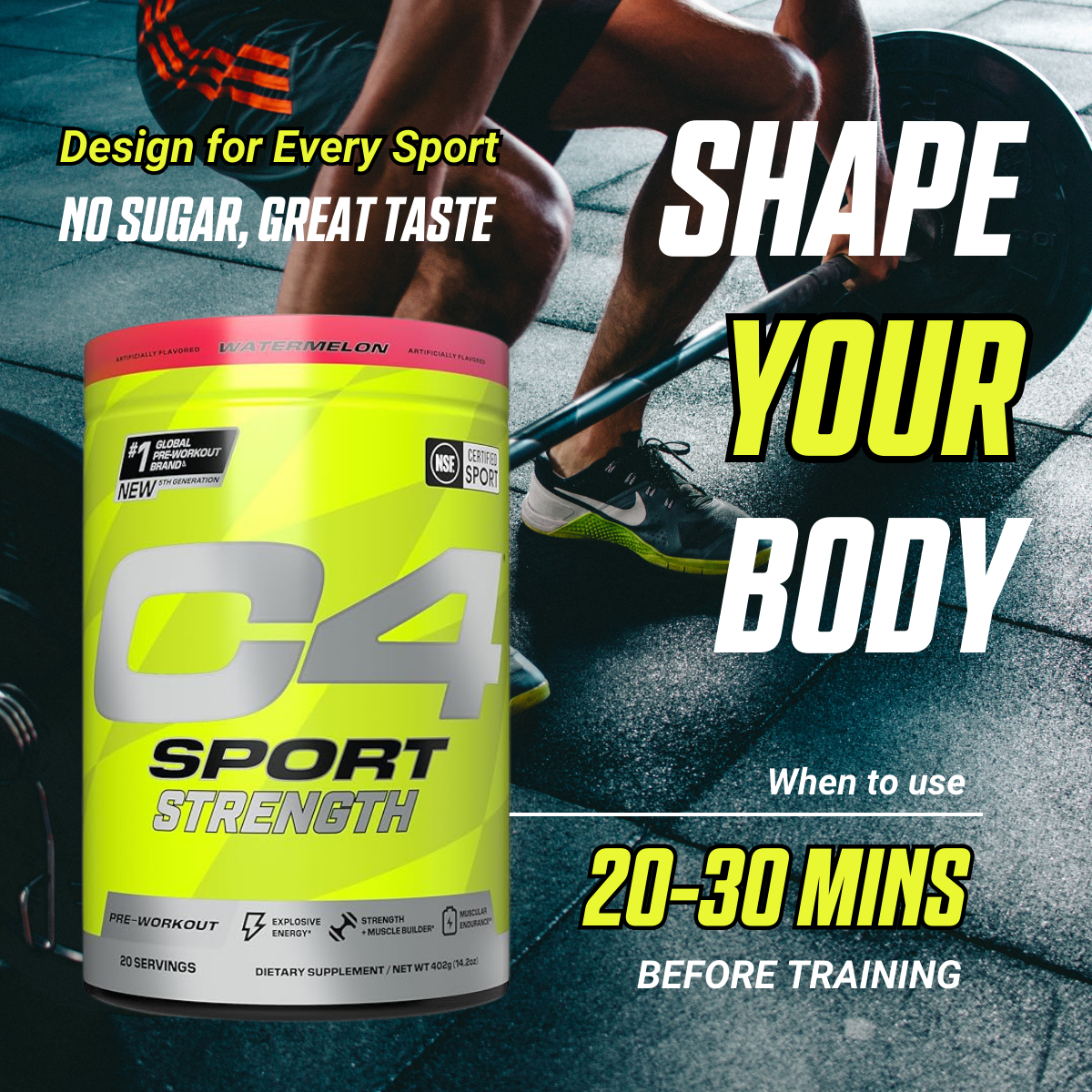 C4, Sport Strength Pre Workout Powder, 20sers - Ultimate Sup Singapore