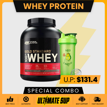 COMBO Optimum Nutrition Gold Standard 100% Whey Protein + Blender Bottle Classic V2 28oz - Ultimate Sup Singapore