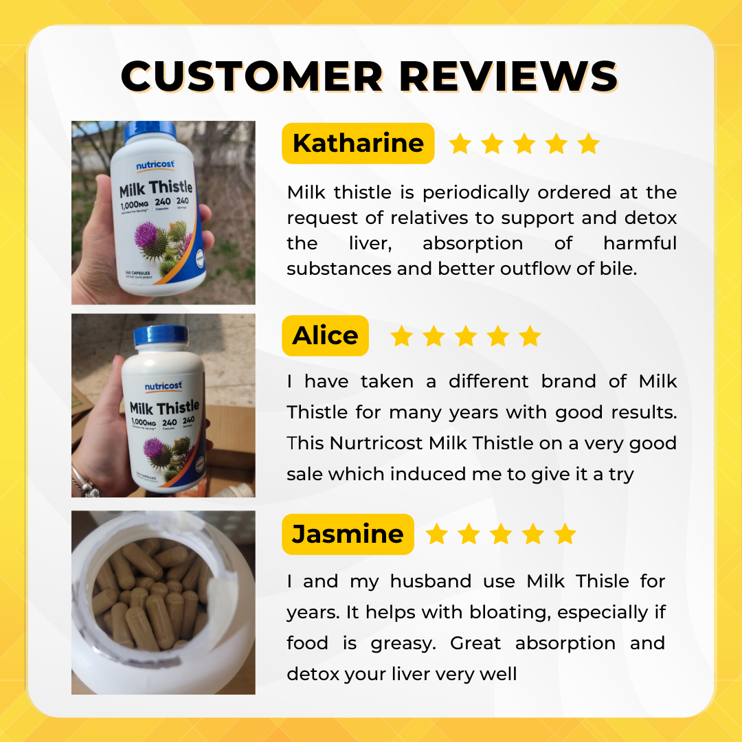 Nutricost, Milk Thistle, Non-GMO and Gluten Free, 250mg/1000mg