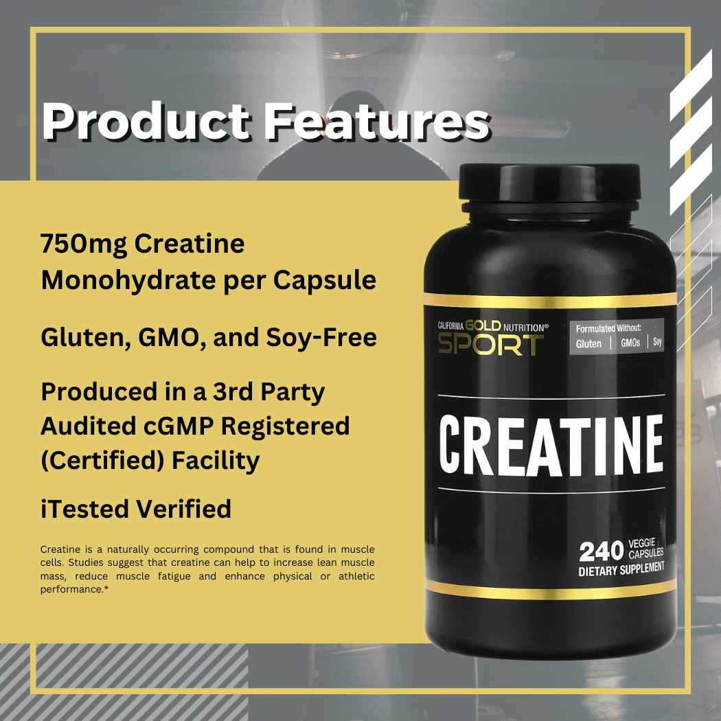 California Gold Nutrition, Creatine, 240 Veggie Capsules - Ultimate Sup Singapore