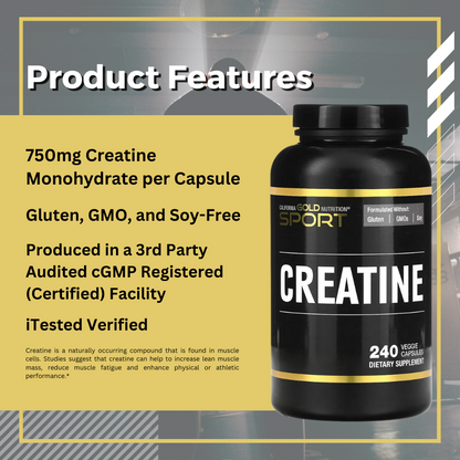 California Gold Nutrition, Creatine, 240 Veggie Capsules - Ultimate Sup Singapore