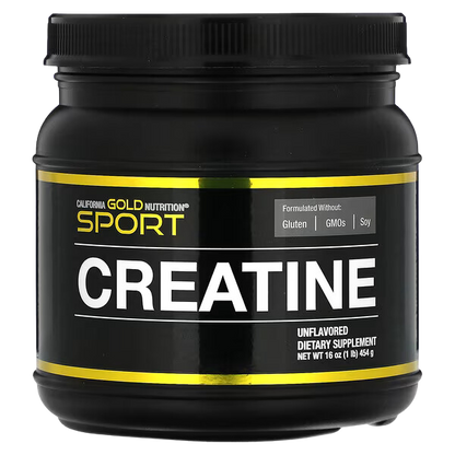 California Gold Nutrition, Creatine Monohydrate, Unflavored, Build Muscle, Gluten Free, No GMOs, No Soy, 16 oz (454 g) - Ultimate Sup Singapore