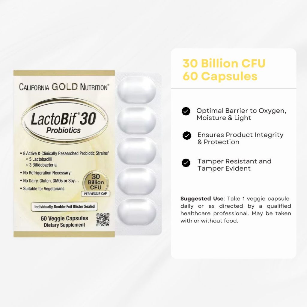 California Gold Nutrition, LactoBif Probiotics, 30 Billion CFU, 60 Veggie Capsules - Ultimate Sup Singapore