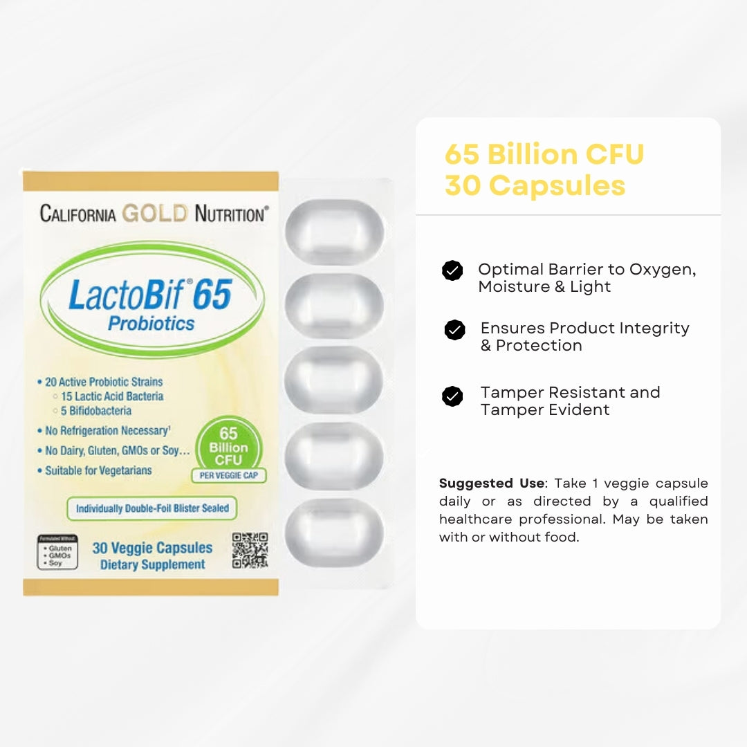 California Gold Nutrition, LactoBif Probiotics, 30 Billion CFU, 60 Veggie Capsules - Ultimate Sup Singapore