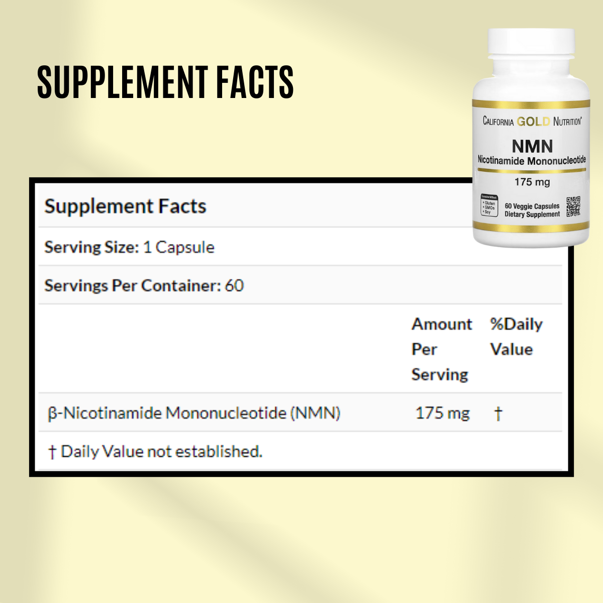 California Gold Nutrition, NMN, Antioxidant Support, Cellular Health Vitamins, Anti Aging Effects & Vegan Friendly, 175 mg, 60 Veggie Capsules - Ultimate Sup Singapore