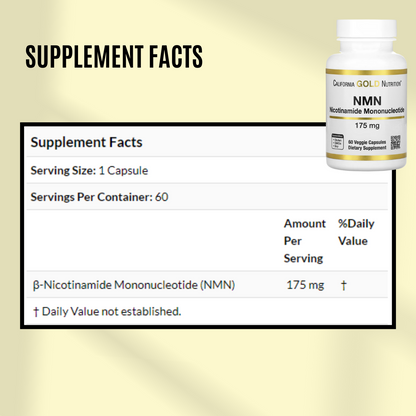 California Gold Nutrition, NMN, Antioxidant Support, Cellular Health Vitamins, Anti Aging Effects & Vegan Friendly, 175 mg, 60 Veggie Capsules - Ultimate Sup Singapore