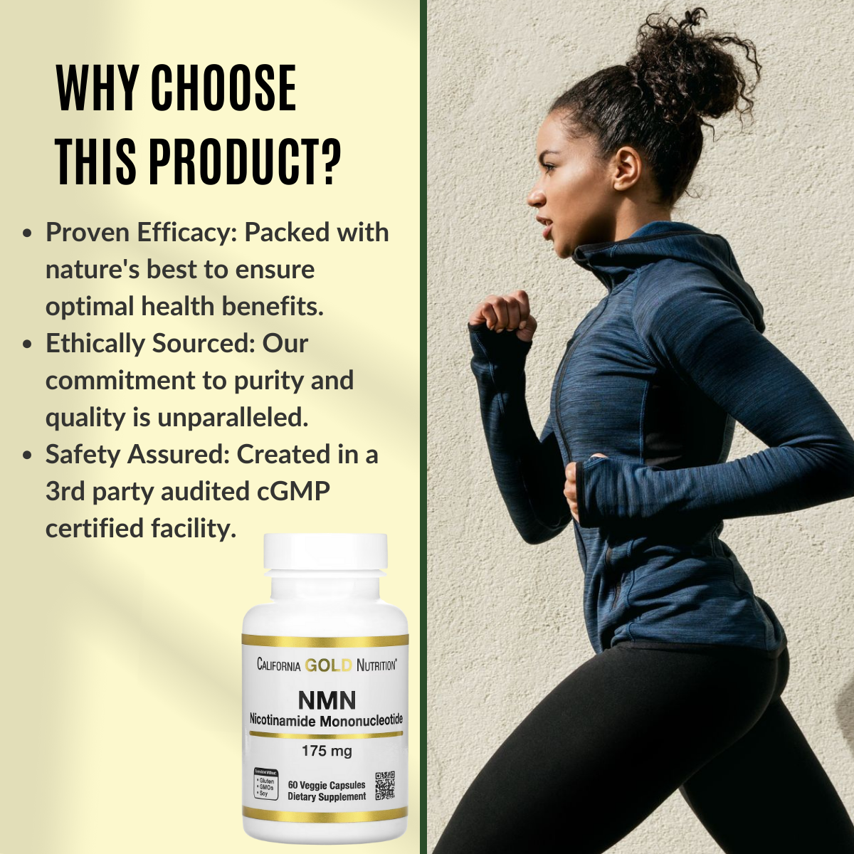 California Gold Nutrition, NMN, Antioxidant Support, Cellular Health Vitamins, Anti Aging Effects & Vegan Friendly, 175 mg, 60 Veggie Capsules - Ultimate Sup Singapore