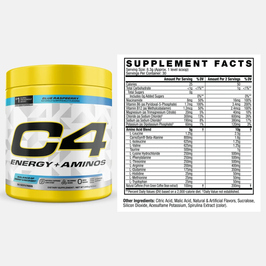 Cellucor C4 Energy + Aminos Powder, BCAAs & EAAs, Supports Recovery, Hydration 30 ser - Ultimate Sup Singapore