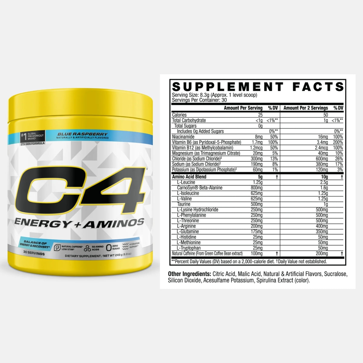 Cellucor C4 Energy + Aminos Powder, BCAAs & EAAs, Supports Recovery, Hydration 30 ser - Ultimate Sup Singapore