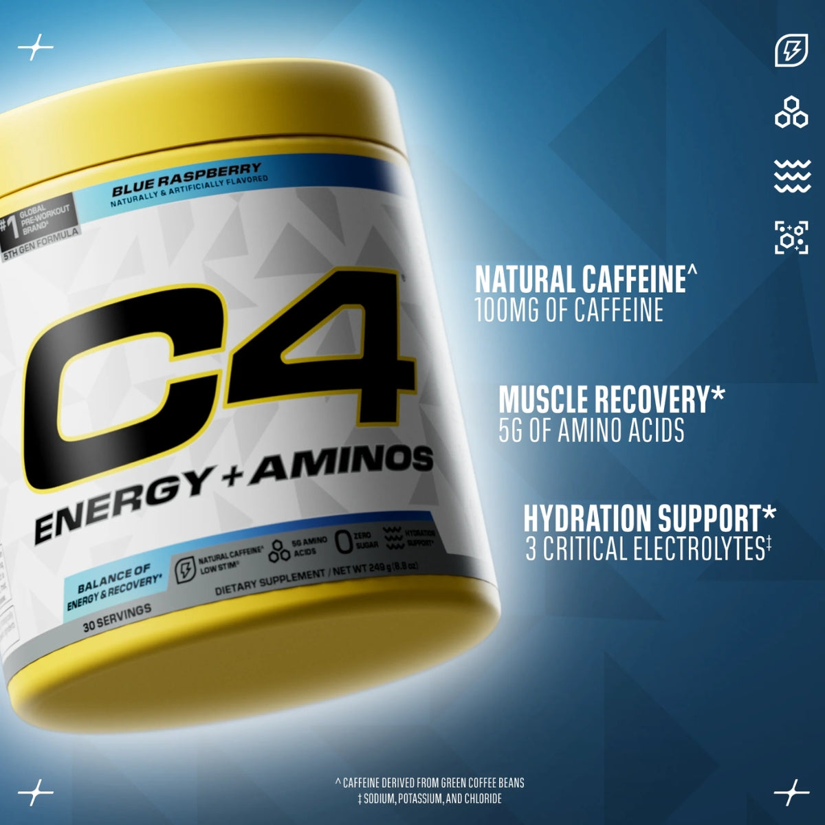 Cellucor C4 Energy + Aminos Powder, BCAAs & EAAs, Supports Recovery, Hydration 30 ser - Ultimate Sup Singapore