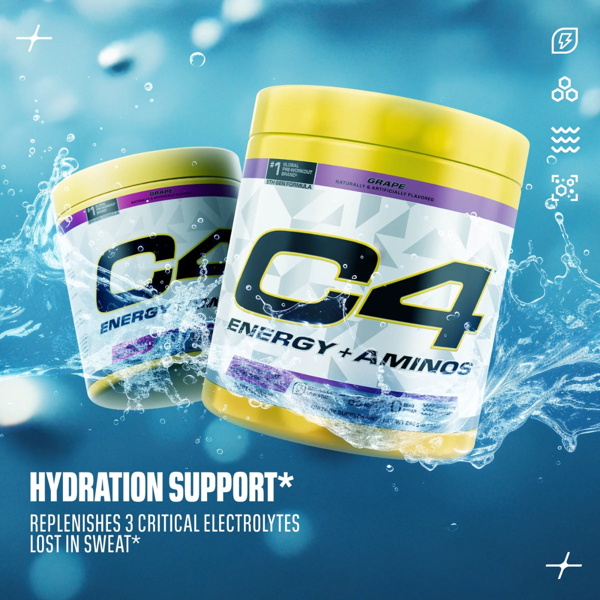 Cellucor C4 Energy + Aminos Powder, BCAAs & EAAs, Supports Recovery, Hydration 30 ser - Ultimate Sup Singapore