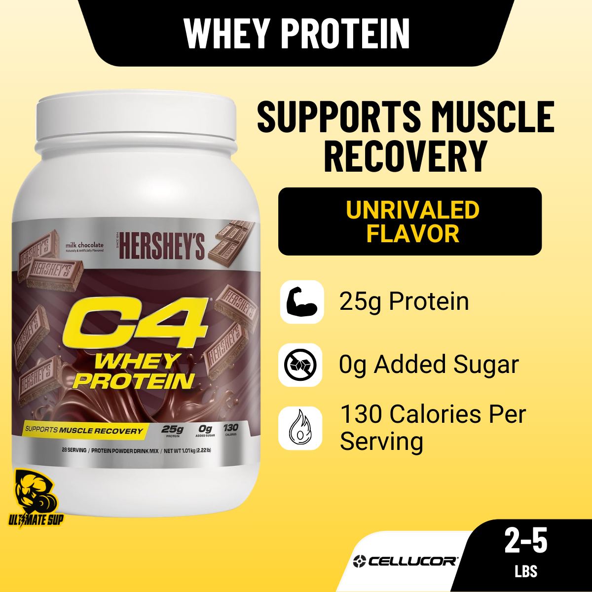 Cellucor C4 Whey Protein Powder, Hershey's Chocolate, Supports Muscle Recovery, 2-5lbs - Ultimate Sup Singapore