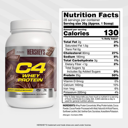 Cellucor C4 Whey Protein Powder, Hershey's Chocolate, Supports Muscle Recovery, 2-5lbs - Ultimate Sup Singapore