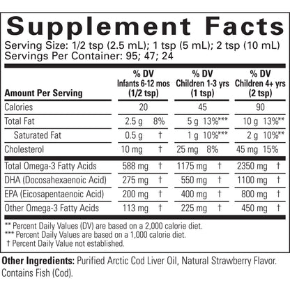 ChildLife, Pure Arctic Cod Liver Oil, Natural Strawberry, Supports Healthy Brain Function, 237ml - Ultimate Sup Singapore