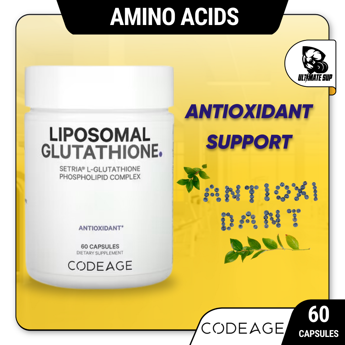 Codeage, Liposomal, Glutathione, Antioxidant Support, 60 Capsules - Ultimate Sup Singapore