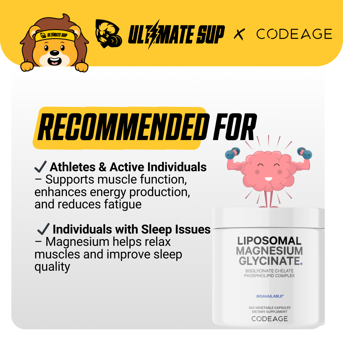 Codeage, Liposomal Magnesium Glycinate, 120-240 Vegetable Capsules - Ultimate Sup Singapore