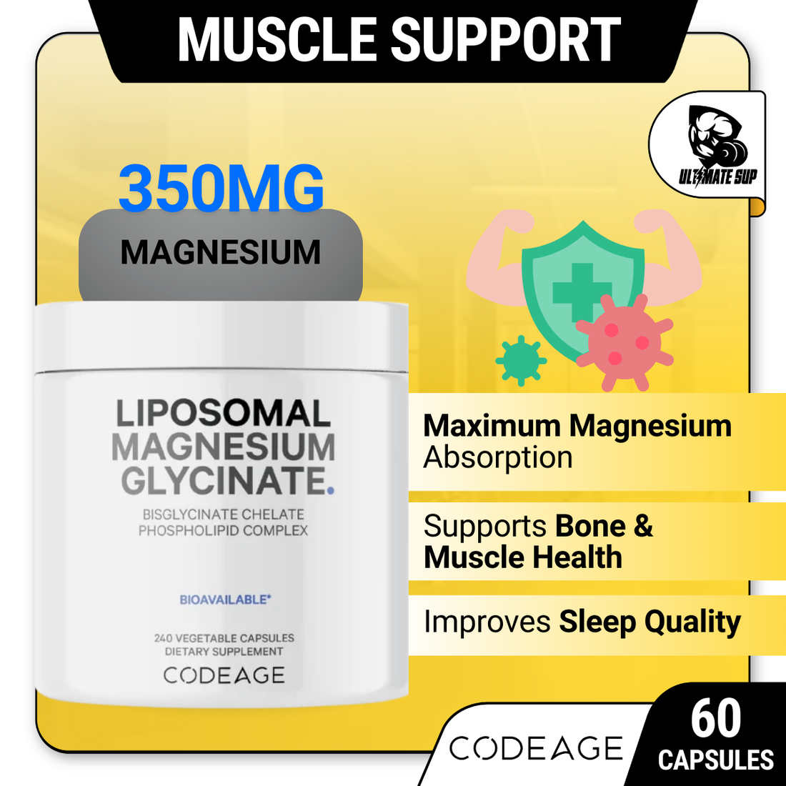 Codeage, Liposomal Magnesium Glycinate, 120-240 Vegetable Capsules - Ultimate Sup Singapore