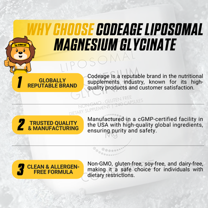 Codeage, Liposomal Magnesium Glycinate, 120-240 Vegetable Capsules - Ultimate Sup Singapore