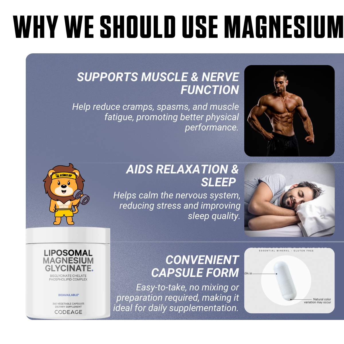 Codeage, Liposomal Magnesium Glycinate, 120-240 Vegetable Capsules - Ultimate Sup Singapore