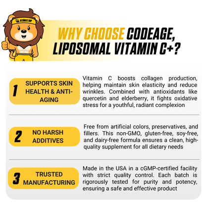 Codeage, Liposomal Vitamin C+, Quercetin, Rosehips, Zinc, Support Immune System, 180 Capsules - Ultimate Sup Singapore