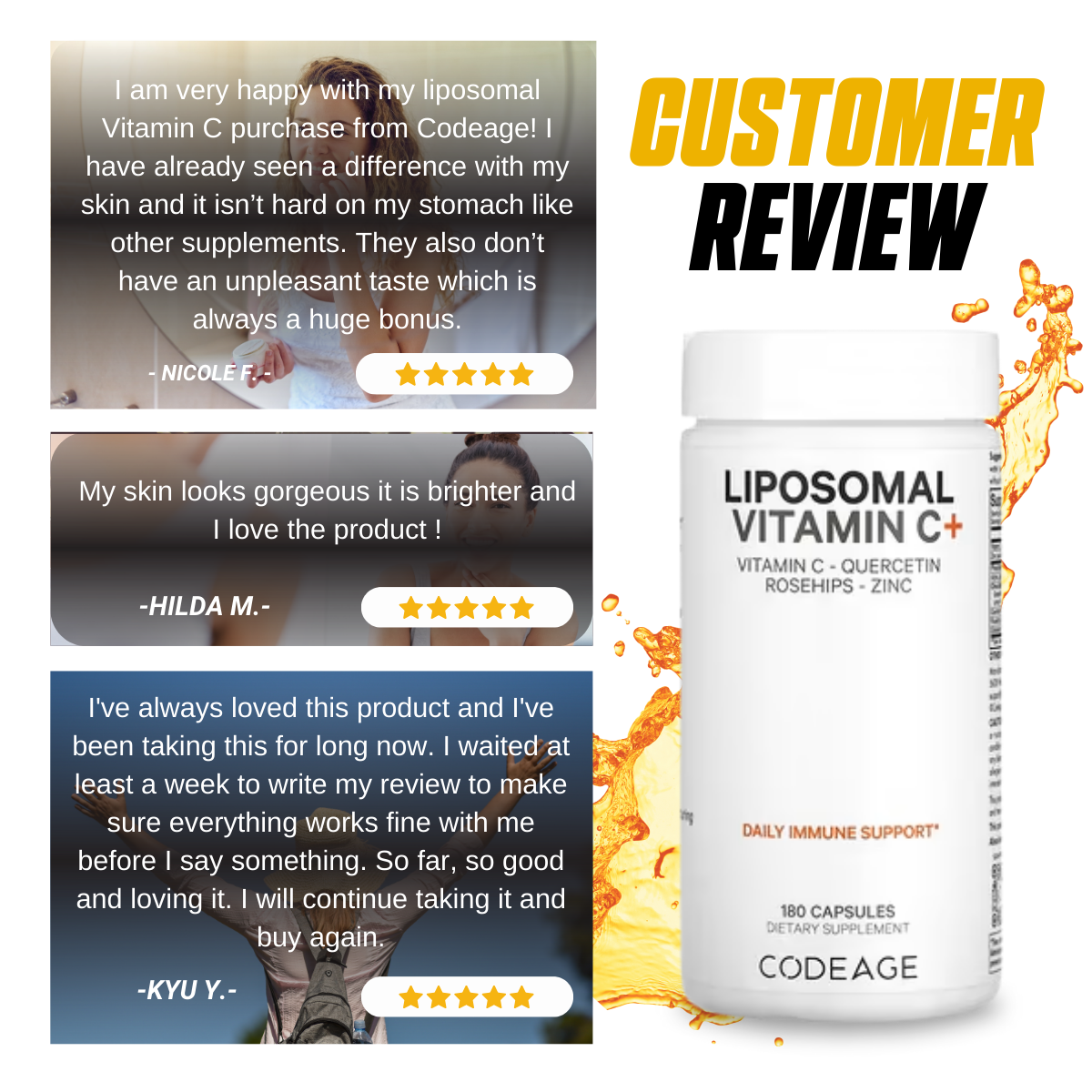 Codeage, Liposomal Vitamin C+, Quercetin, Rosehips, Zinc, Support Immune System, 180 Capsules - Ultimate Sup Singapore
