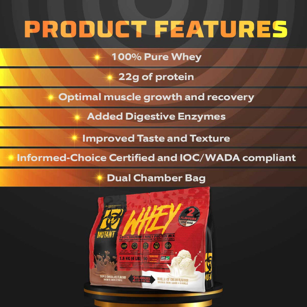 Combo MUSCLE & STRENGTH STACK, Mutant Whey 5lb + Creakong 300g + Mutant BCAA 9.7+ Mutant Madness 504g, Increase Strength - Ultimate Sup Singapore