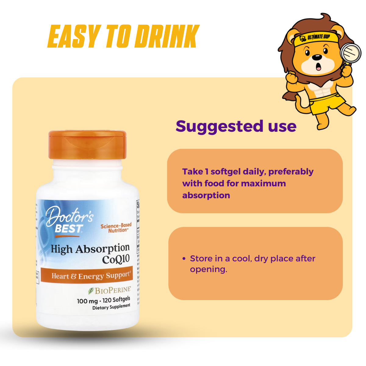 Doctor's Best, High Absorption CoQ10 With BioPerine, Support Heart & Energy, 90-360 Softgels - Ultimate Sup Singapore
