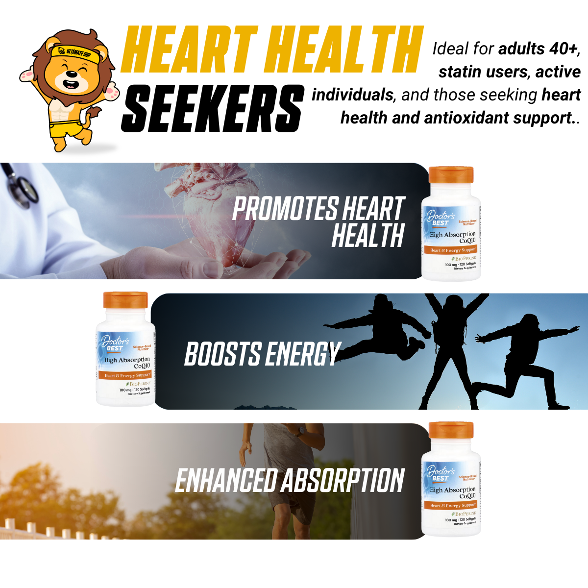 Doctor's Best, High Absorption CoQ10 With BioPerine, Support Heart & Energy, 90-360 Softgels - Ultimate Sup Singapore