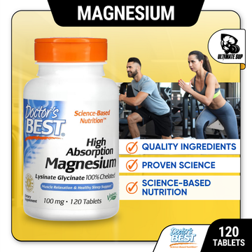 Doctor's Best, Magnesium Glycinate 100mg High Absorption 100% Chelated with Albion Minerals, 120-240 tabs - Ultimate Sup Singapore
