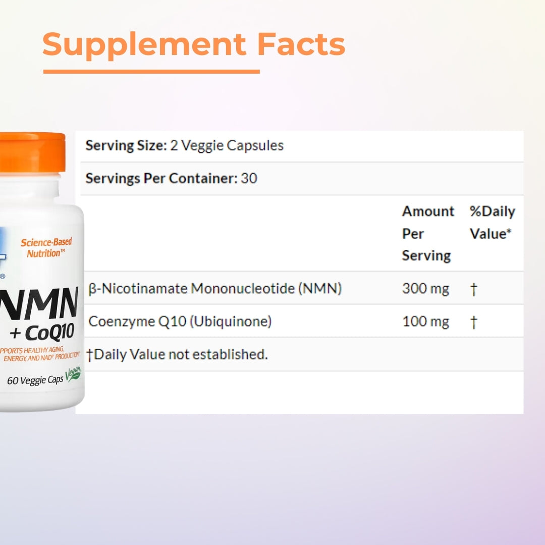 Doctor's Best, NMN 150 mg, CoQ10 50 mg, Anti Aging, Supports Energy Levels, NAD Production, 60 Veggie Caps, 30 servings - Ultimate Sup Singapore
