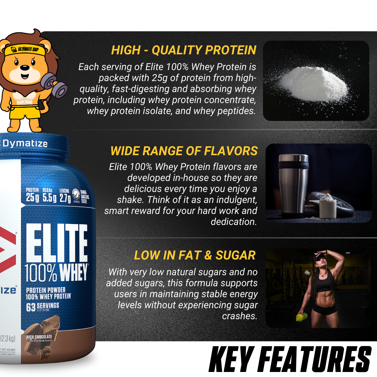 Dymatize Nutrition, Elite 100% Whey Protein Powder, 2-5lbs - Ultimate Sup Singapore