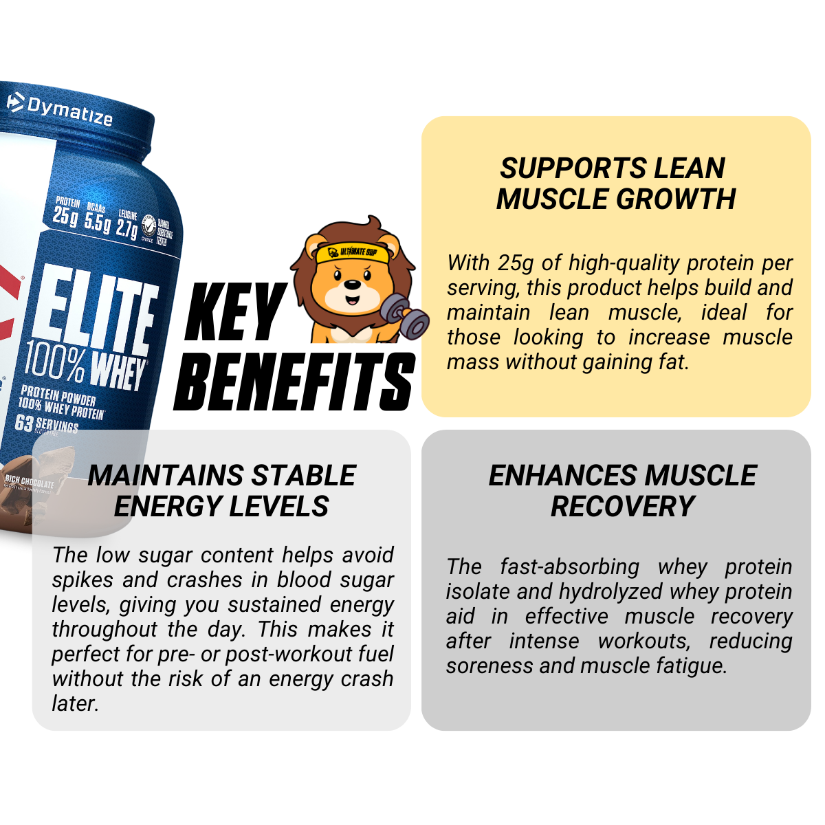 Dymatize Nutrition, Elite 100% Whey Protein Powder, 2-5lbs - Ultimate Sup Singapore